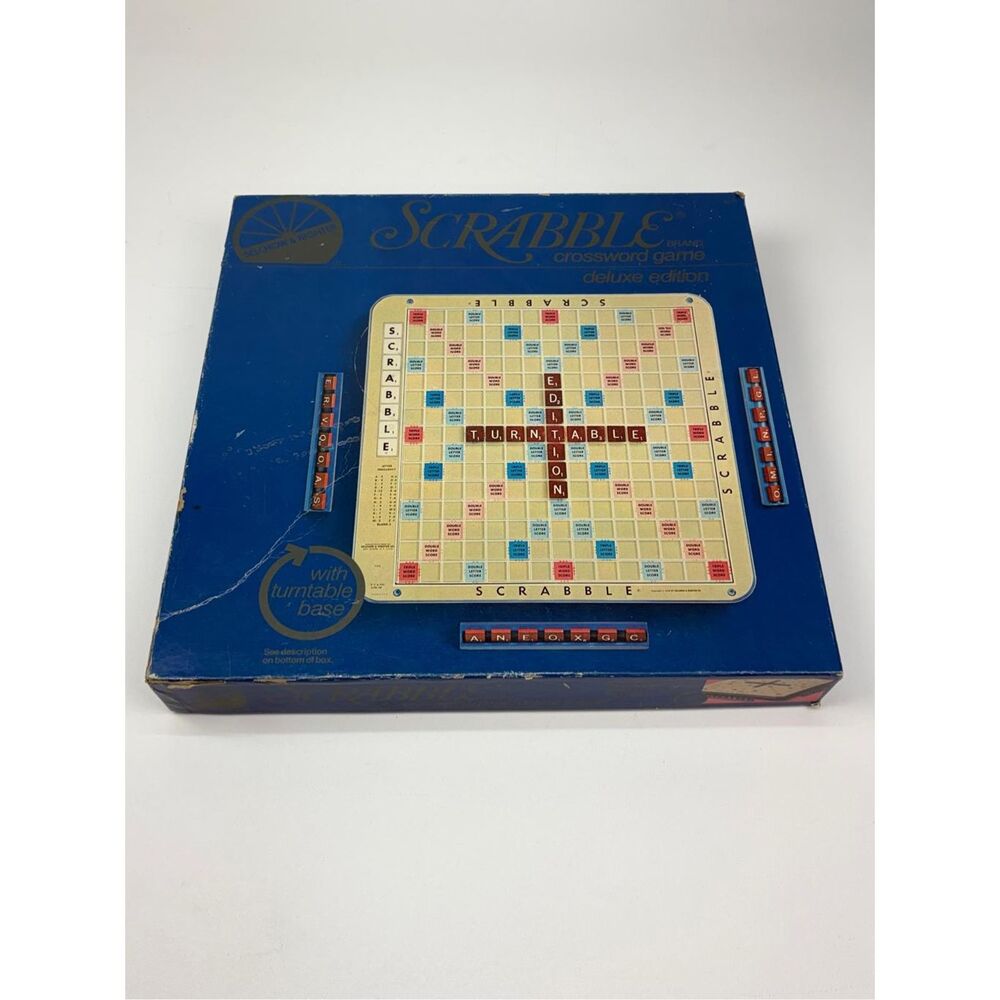 Vintage 1982 Scrabble Crossword Game Deluxe Edition w/ Turntable 100% COMPLETE